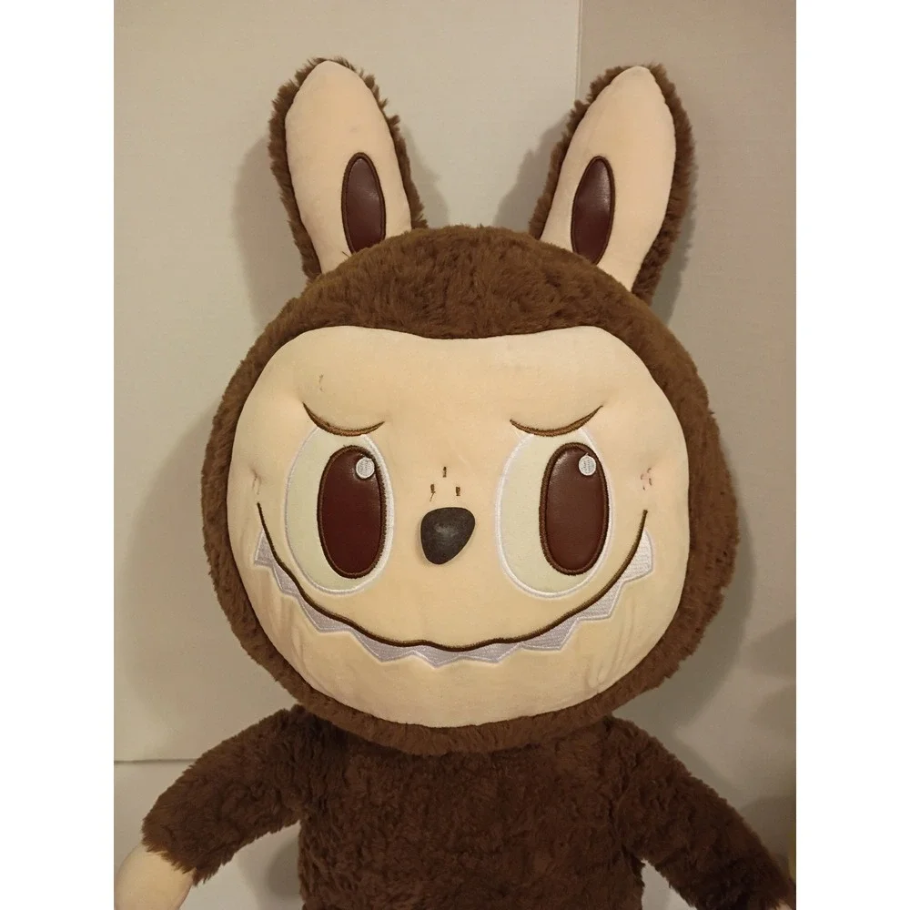 Large Labubu Plush Toy Brown Monster Rabbit Dinosaur Tail Collectible 28 Inch
